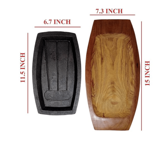 Continental Sizzler Plate with Wooden Stand, Sizzler Platter for Grilling and Serving | Hot Sizzler Plate 15 Inch (1) - Image 2